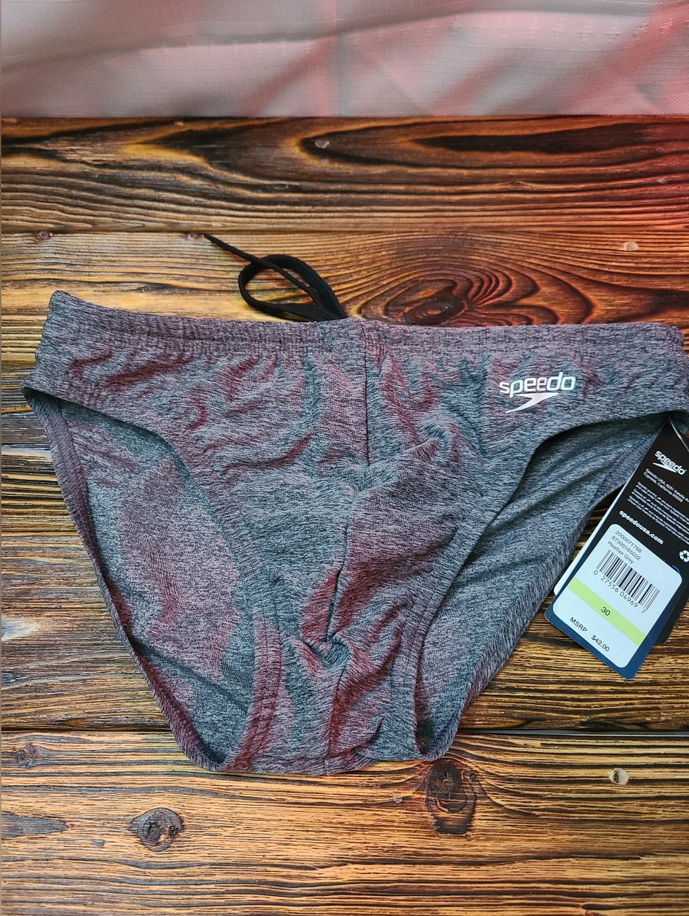 Speedo Endurance Heather Gray Solar Swim Brief Mens Size 30 NWT